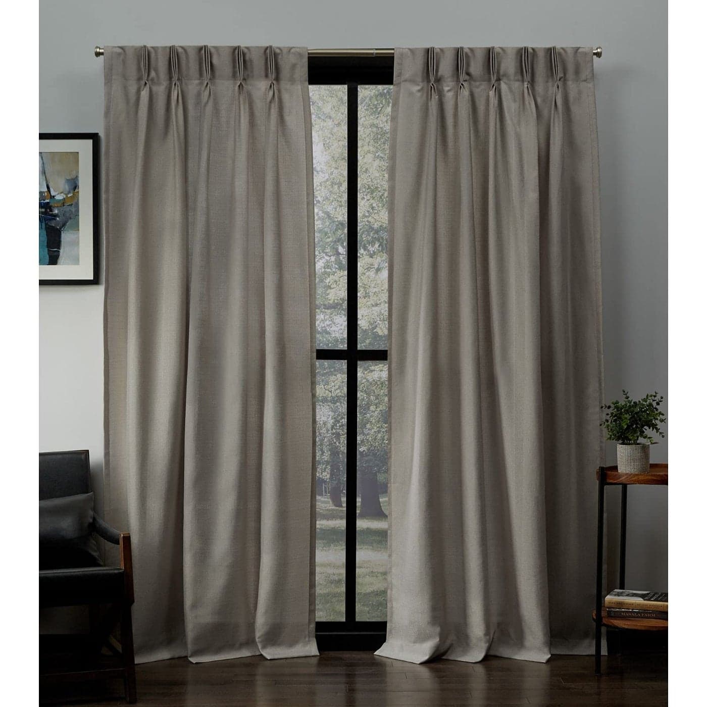 EXCLUSIVE HOME Loha Light Filtering Pinch Pleat Curtain Panel Pair 96 Length Beige