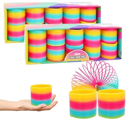 The Dreidel Company Plastic Multicolor Coil Spring Goody Bag Fillers Party Favor for Kids 3 Inches 80mm 20Pack