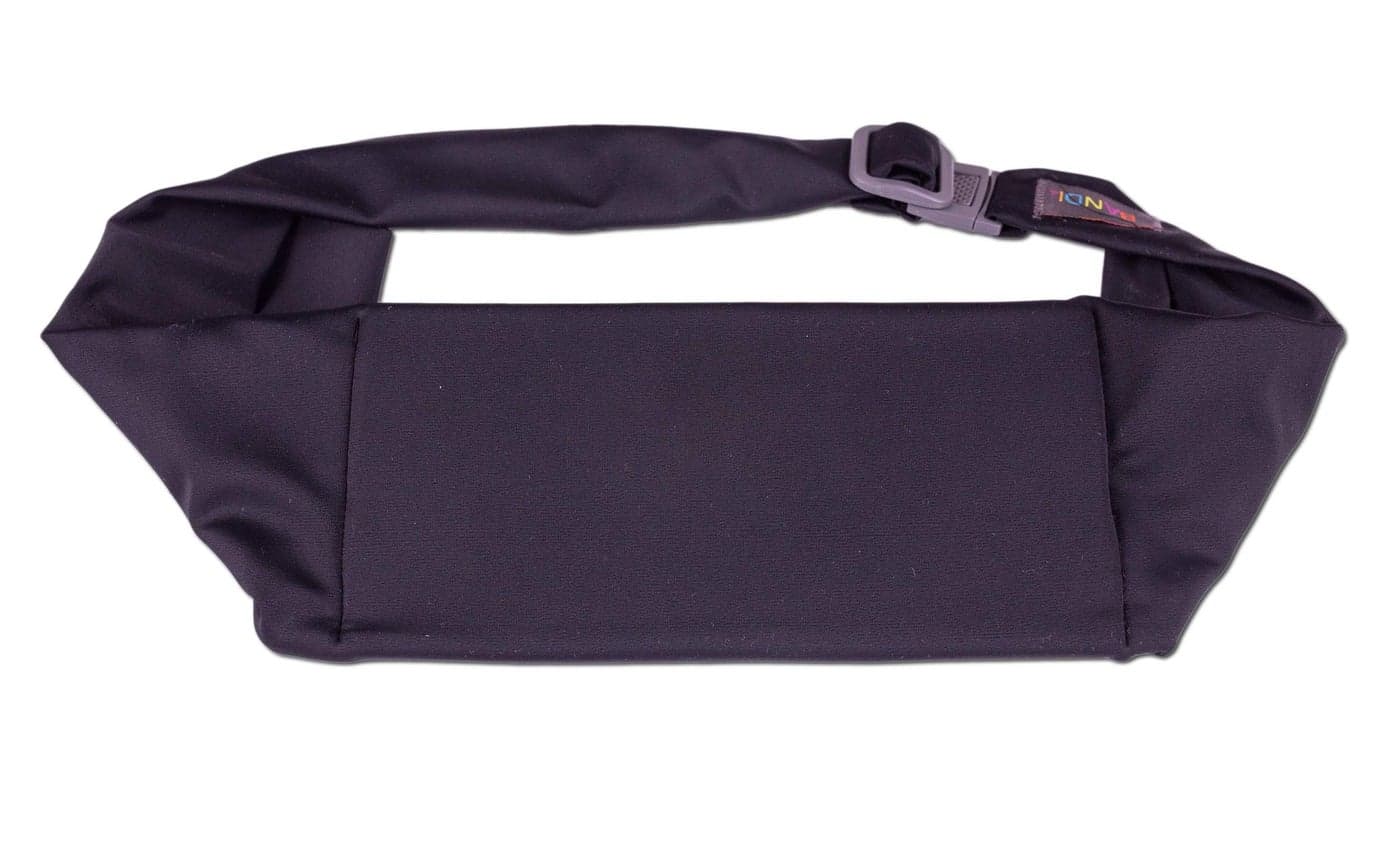 BANDI Large Travel and Running Belt, Securely Carry Keys, Phone, Medicine, Money or Food While You Exercise or Travel Within Its Sleek 3 Pocket Design, Size 7.5 Inch by 3.5 Inch Black Solid One Size