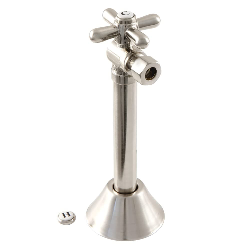 Kingston Brass CC83208X Vintage 12Inch Sweat x 38Inch OD Comp QuarterTurn Angle ShutOff Valve with 5Inch Extension 512 Brushed Nickel