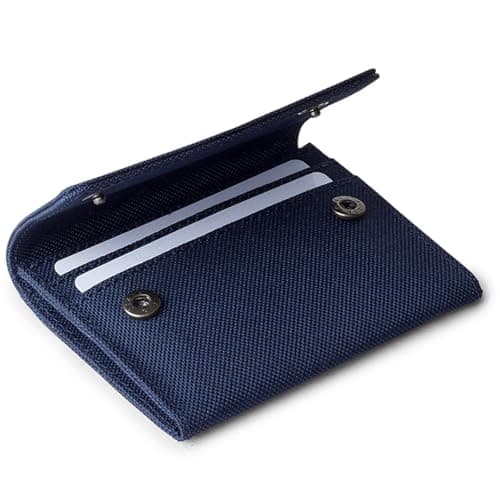 DailyObjects Blue Women's Flip Top Card Wallet | Made with Ballistic Nylon Material | Carefully Handcrafted | Holds up to 5 Cards | Slim and Easy to Fit in Pocket | Safety with Button Closure