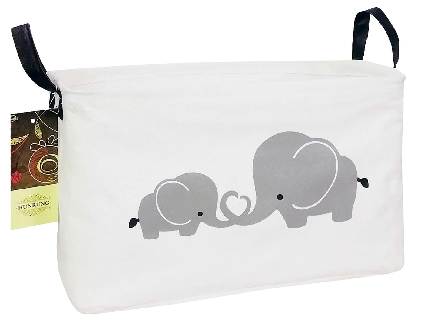 HUNRUNG Rectangle Storage Basket Cute Canvas Organizer Bin for PetChildren Toys Books Clothes Perfect for RoomsPlayroomElephant