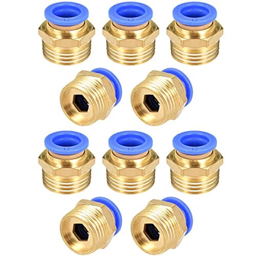 PC12-04 Push to Connect Fittings, 12mm Tube OD x 1/2” G Thread, Straight Pneumatic Quick Fitting Air Line Connector 10Pcs