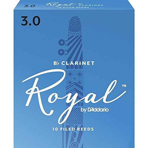 D’Addario Woodwinds Royal Bb Clarinet Reeds - B Flat Clarinet Reeds - Reeds for Clarinet - Clarinet Bb Reeds - Strong Spine - Filed Cut - Strength 3.0, 10-pack