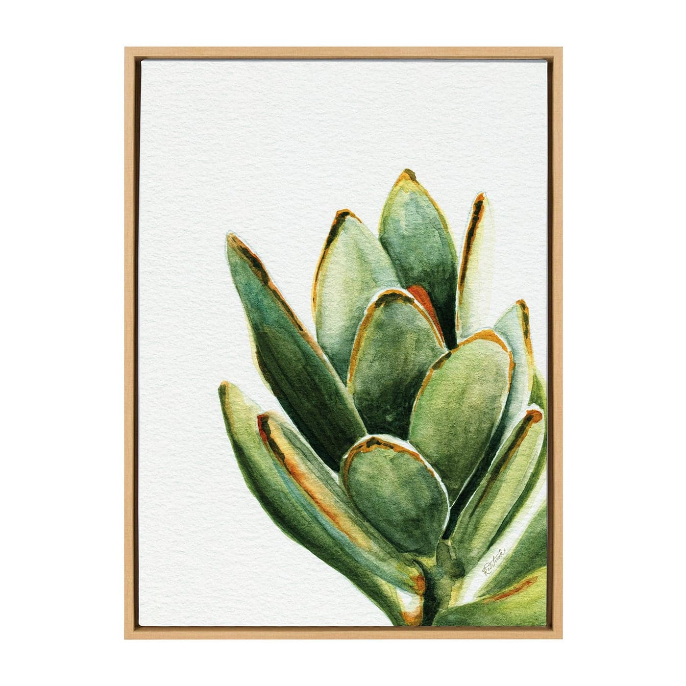 Kate and Laurel Sylvie Succulent 18 Framed Canvas by Jennifer Redstreake Geary 23x33 Natural Botanical Art Decor for Living Room Bedroom Entryway