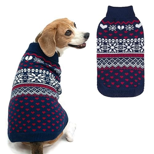 SCENEREAL Dog Sweaters for Medium Sized Dogs - Soft, Warm Turtleneck Pullover Fall Winter Dog Clothes, Knitted Argyle Dog Christmas Outfits, Ugly Pet Clothing for Boy Girl Puppy