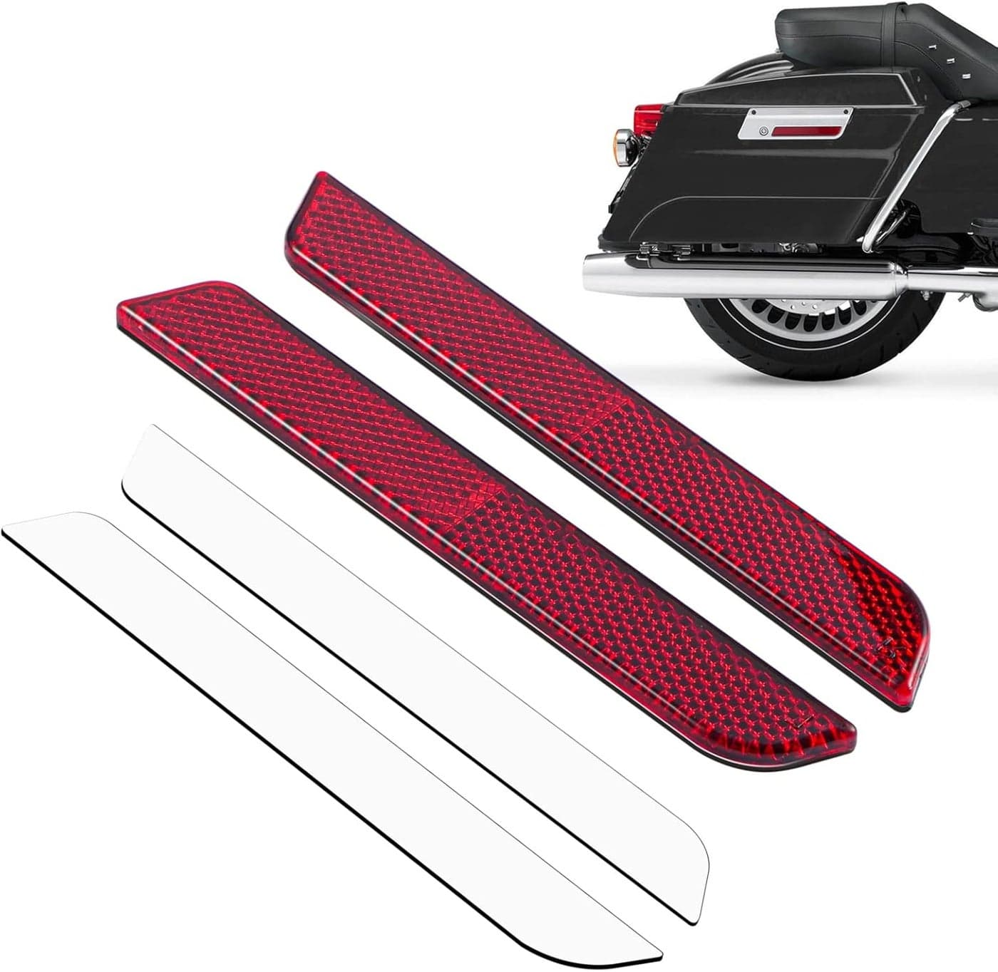 Amazicha Red Reflectors for Harley Latch Covers Saddlebags Side Visibility 1993-2013 (Red)