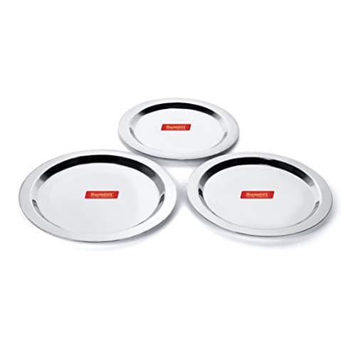 Sumeet Stainless Steel Heavy Gauge Ciba/Lids/Tope Cover Set of 3 Pcs (Size - 17Cm, 18.8Cm, 20Cm), Silver