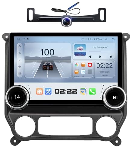 Replacement Radio for Chevy Silverado GMC Sierra - Car Stereo Wireless Carplay Android Auto 2014-2018 QLED Touch Screen Radio Upgrade GPS Navigation Head Unit Knobs (Double Knob 4+64G)