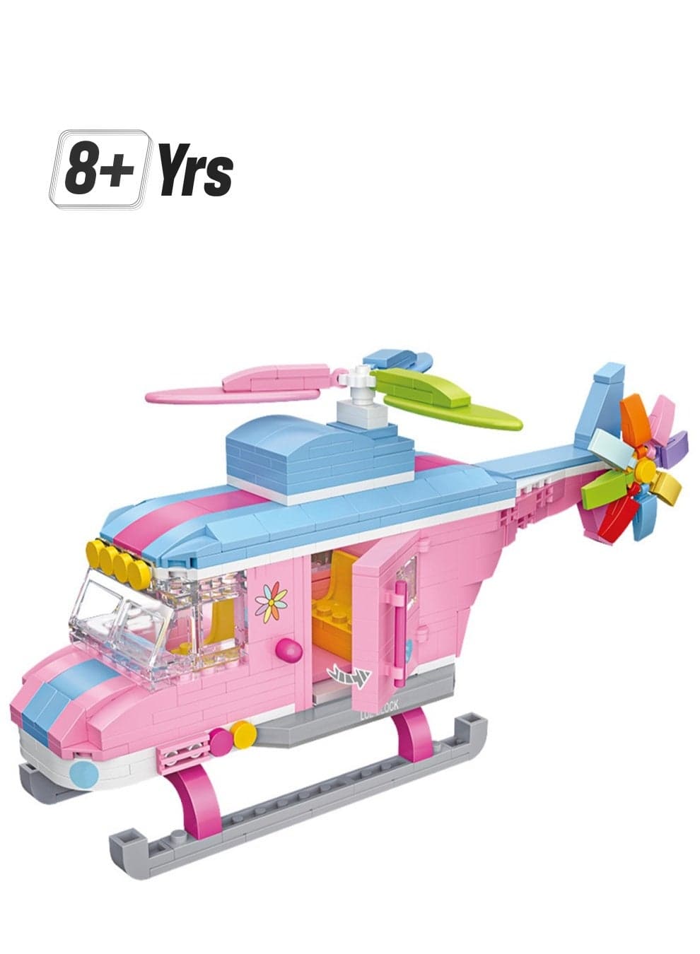 479pcs Pink Helicopter Model Set Building Blocks Creative Diy Simulation Collection Building Assembly Toys Children'S Gifts Home Decorations