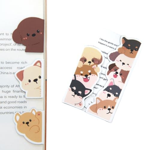 5pcs/Set Cute Magnetic Bookmark, Funny Peeping Dog Book Marker Clip for Kids, Women, Teachers, Students, Book Lovers Gifts, Printing on 2 Side (Dog)