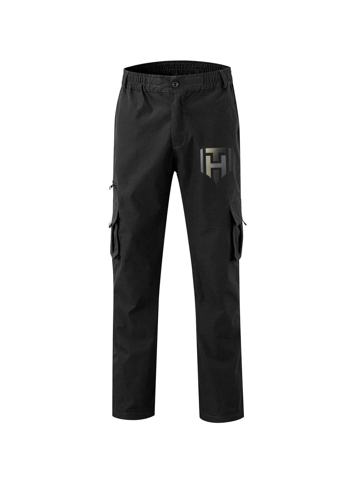 Men’s Casual Multi-Pocket Workwear Trousers Black, Size XL