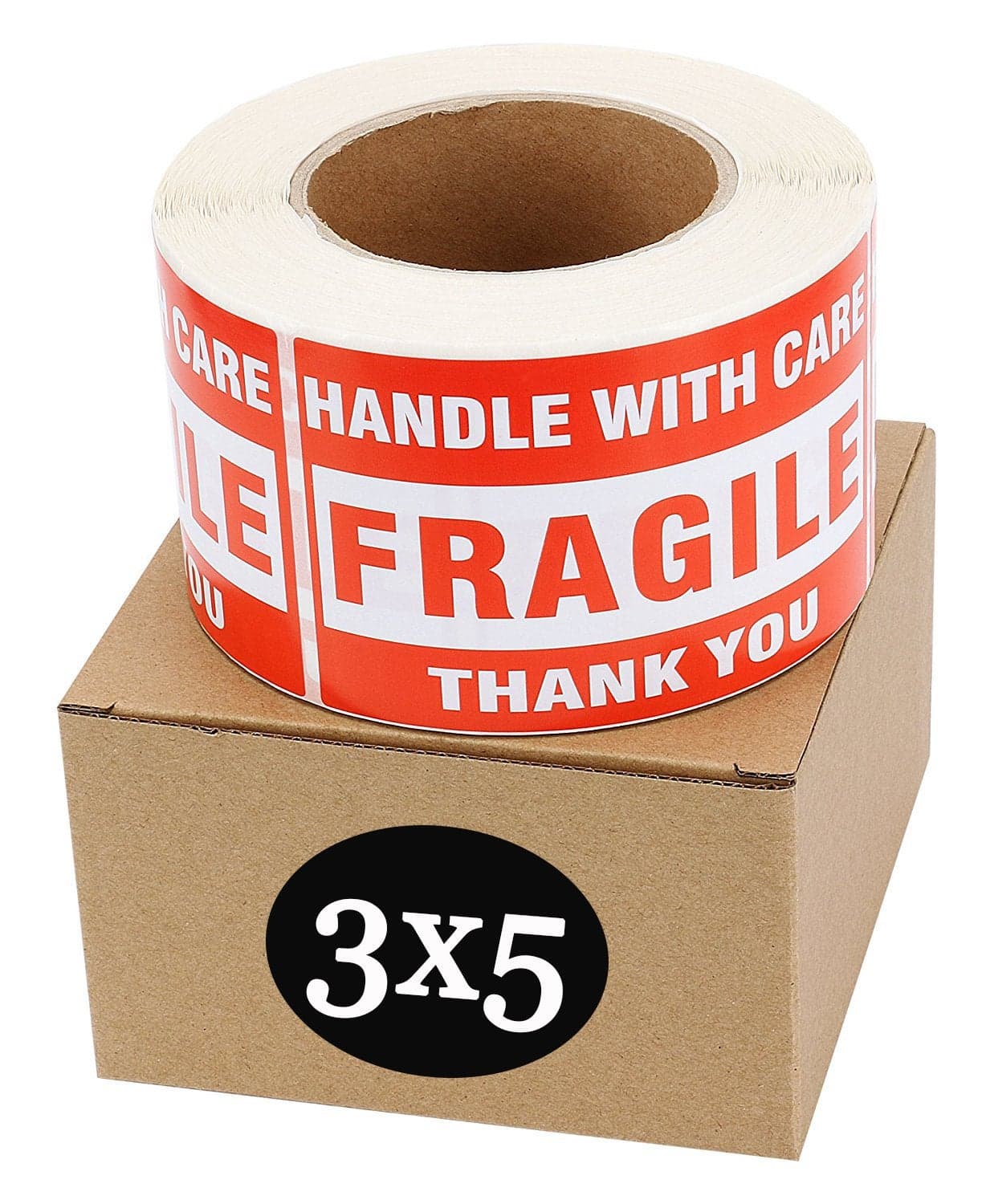 SJPACK Fragile Stickers 3 x 5 1 Roll 500 Labels Fragile Handle with Care Thank You Shipping Labels Stickers 500 LabelsRoll