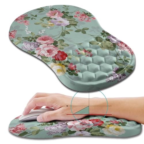 Hokafenle Ergonomic Mouse Pad Wrist Support, Wrist Rest Mousepad for Carpal Tunnel Pain Relief with Integrated Memory Foam Slope Massage Bulge (11.8x7.9 inch,Graceful Peony
