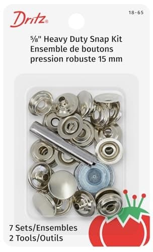 Dritz 18-65 Heavy Duty Snap Fastener Kit, Size 24 (5/8-Inch), Nickel-Plated Brass, 7 Sets