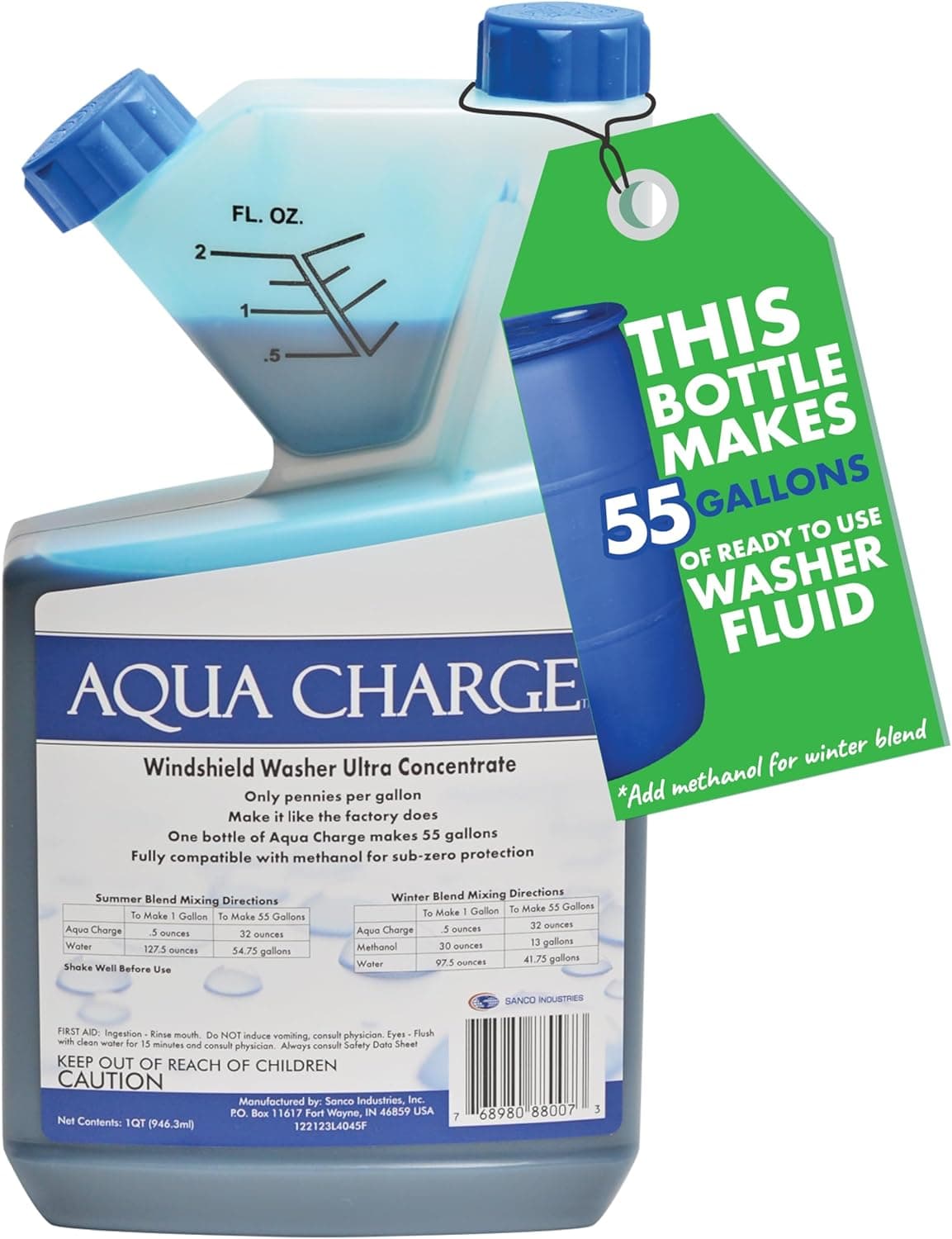 Sanco Industries Aqua Charge Windshield Washer Ultra Concentrate, 1 Quart