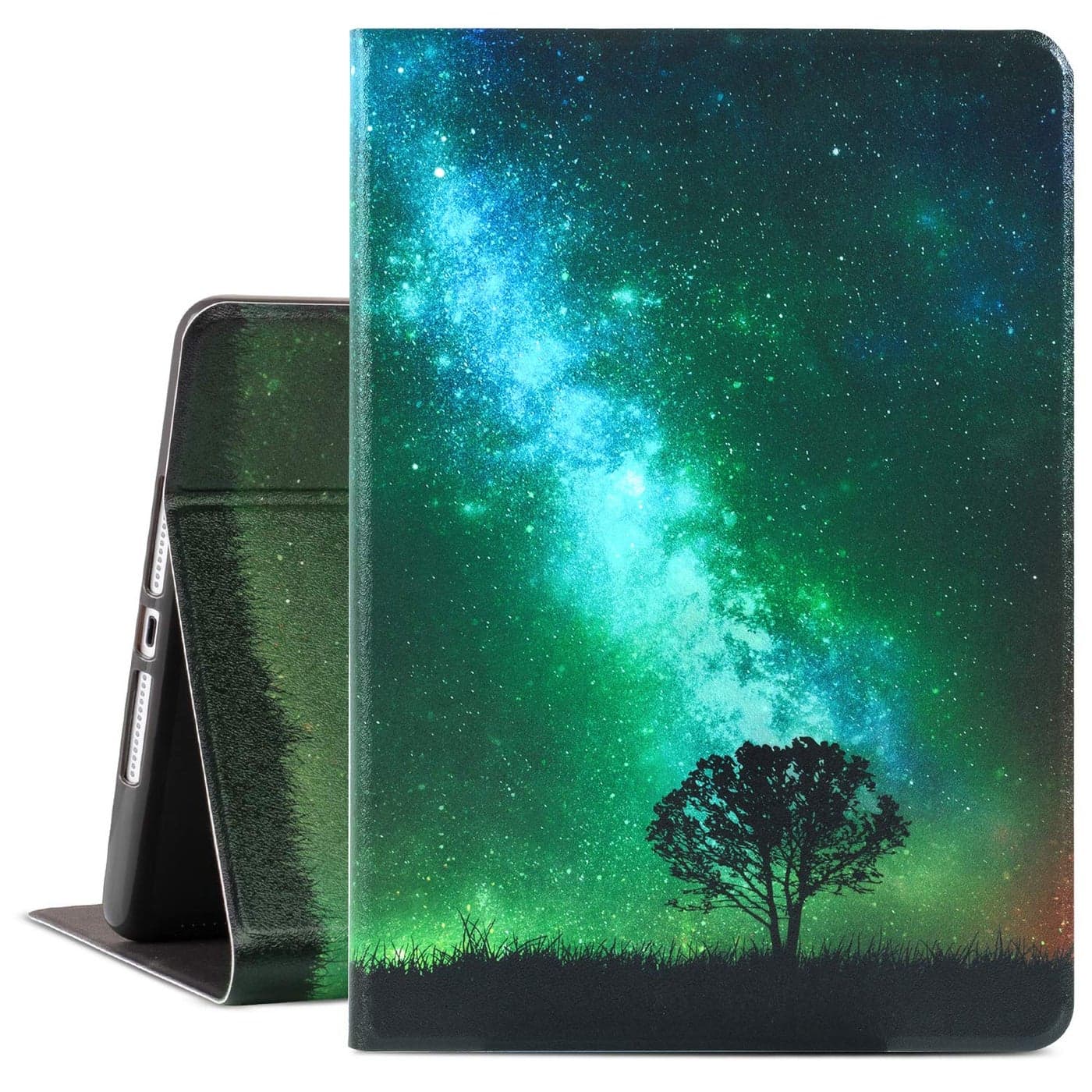 Case for iPad 9th Generation Case for IPad 8th Generation Case for iPad 7th Generation 102 Inch MultiAngle View with Adjustable Stand Auto WakeSleepGreen Galaxy