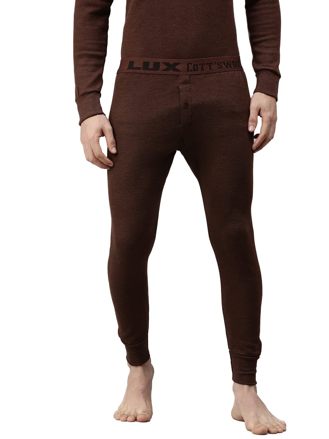 Lux Cottswool Men's Brown1 Premium Thermal Trouser (Size : 90cm)