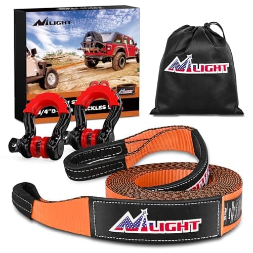Nilight 3" x 20' Recovery Tow Strap Kit with 2Pcs 3/4" Anti-Theft D-Ring Shackles and Storage Bag Tow Rope for Car Truck SUV ATV (MBS 31500LBS)