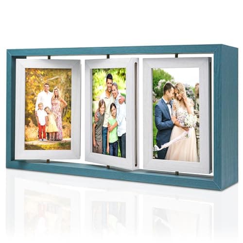 ZEEYUAN 4x6 Picture Frame Wooden Double Side Rotating 4x6 Photo Frame Rustic Collage Frame for 4X6in Pictures, Multiple Family Picture Frame for Desktop