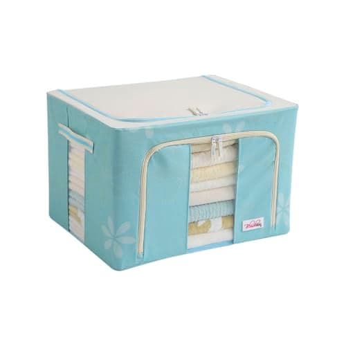 BlushBees Living Box - Wardrobe Organizer, Storage Boxes for Clothes with Zip - 66 Litre, Pack of 1, Blue (AR-3218)