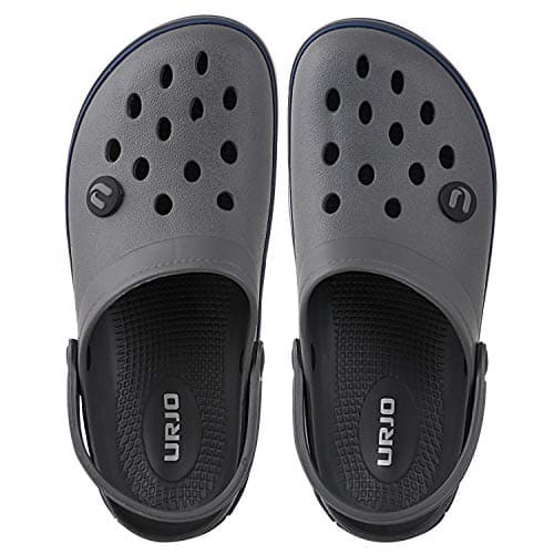 URJO Skipper Men's Clogs/Sandals with Adjustable Back Strap Ultra Soft & Flexibility Anti Skid Comfortable Waterproof Daily Mules Clogs/Sandals for Men Men_Skipper_Carbon_10