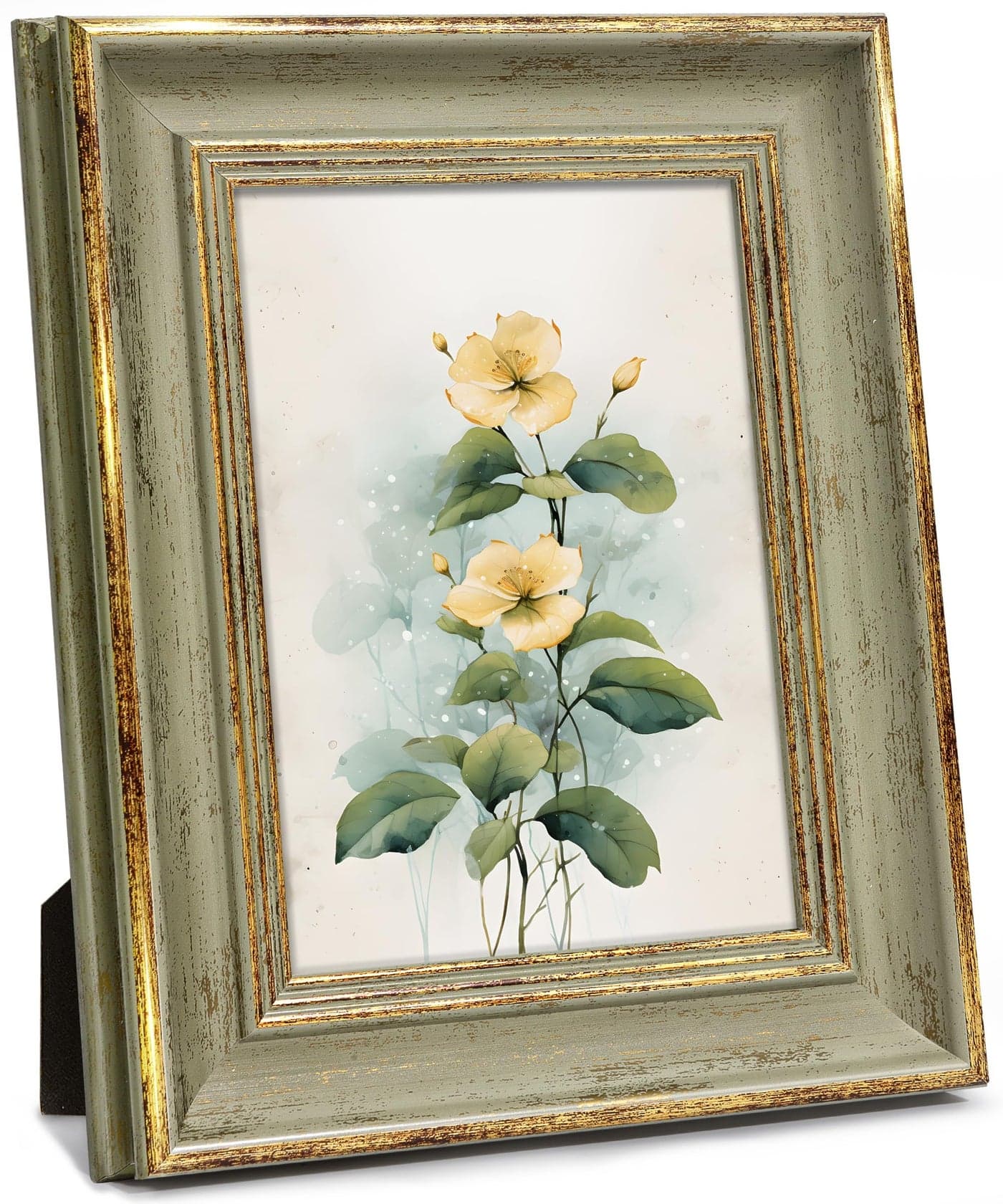 Afuly 5x7 Picture Frame Vintage Antique Photo Frame Retro Green Gold Picture Frames Home Decor for Wall Haning or Tabletop Display, Wedding Birthday Gifts for Mom Grandma Women