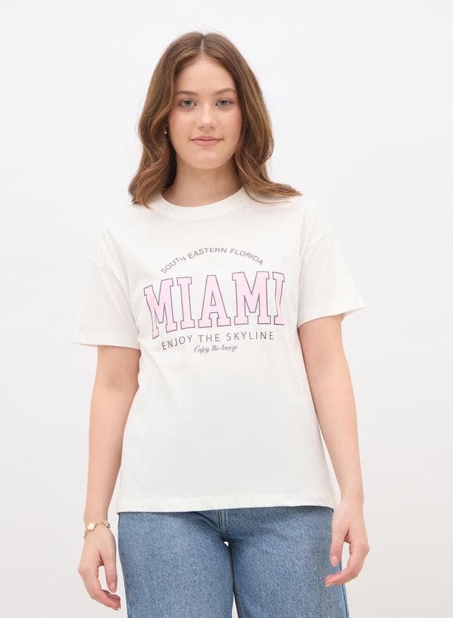 Slogan Print Boxy Fit T-Shirt