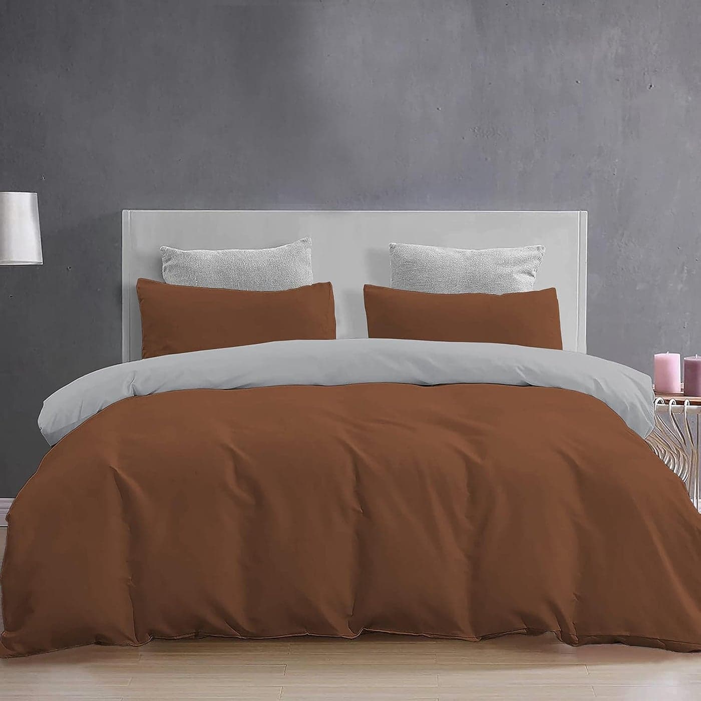 YRM Beddings Duvet Covers 100 Microfiber Reversible 3Piece Duvet Cover Set Ultra Soft with Zipper Closure 92X106 Inches and 2 Pillow Cover 18X28 Inches King SizeSilverChocolate Brown