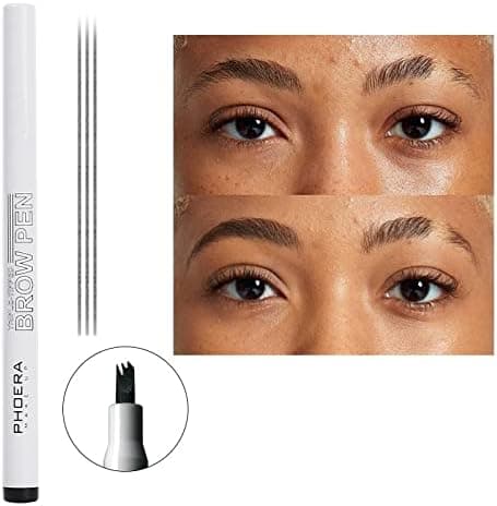 AQUAPURITY PHOERA Triple Tipped Brow Microblading Pen Eyebrow Pen Smudge Proof Long Lasting Waterproof Eyebrow Tattoo Pencil Fine Sketch Liquid Eye Brow Pen 204 Black
