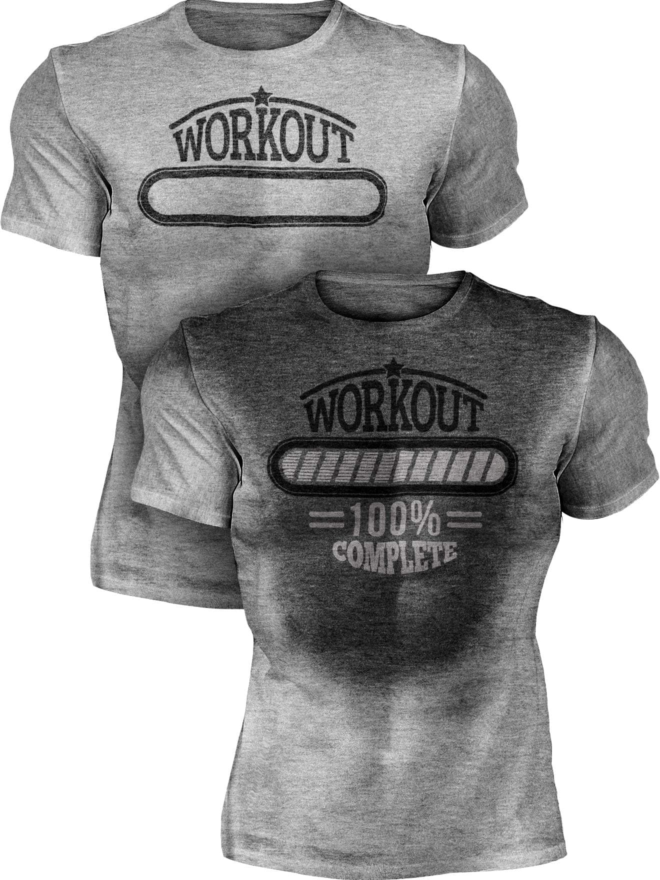 Actizio Men's Workout Shirt Cotton Fabric T-Shirt Short Sleeve Sweat Activated Motivational Exercise Gym Athletic Fit Moisture Wicking Fitness Shirt - Workout Complete (Size L)
