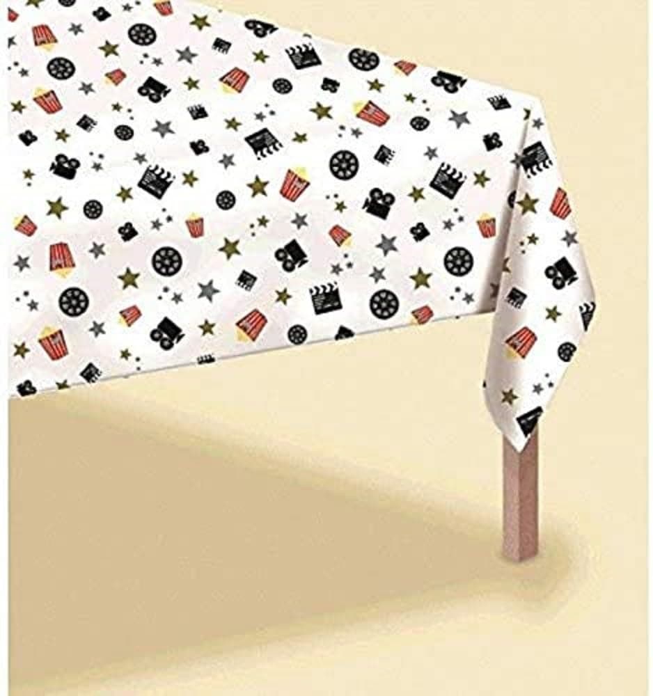Popcorn Directors Cut Plastic Table Cover 52 x 102 1 Piece Premium Quality Durable Material for your Movie Night or Themed Party
