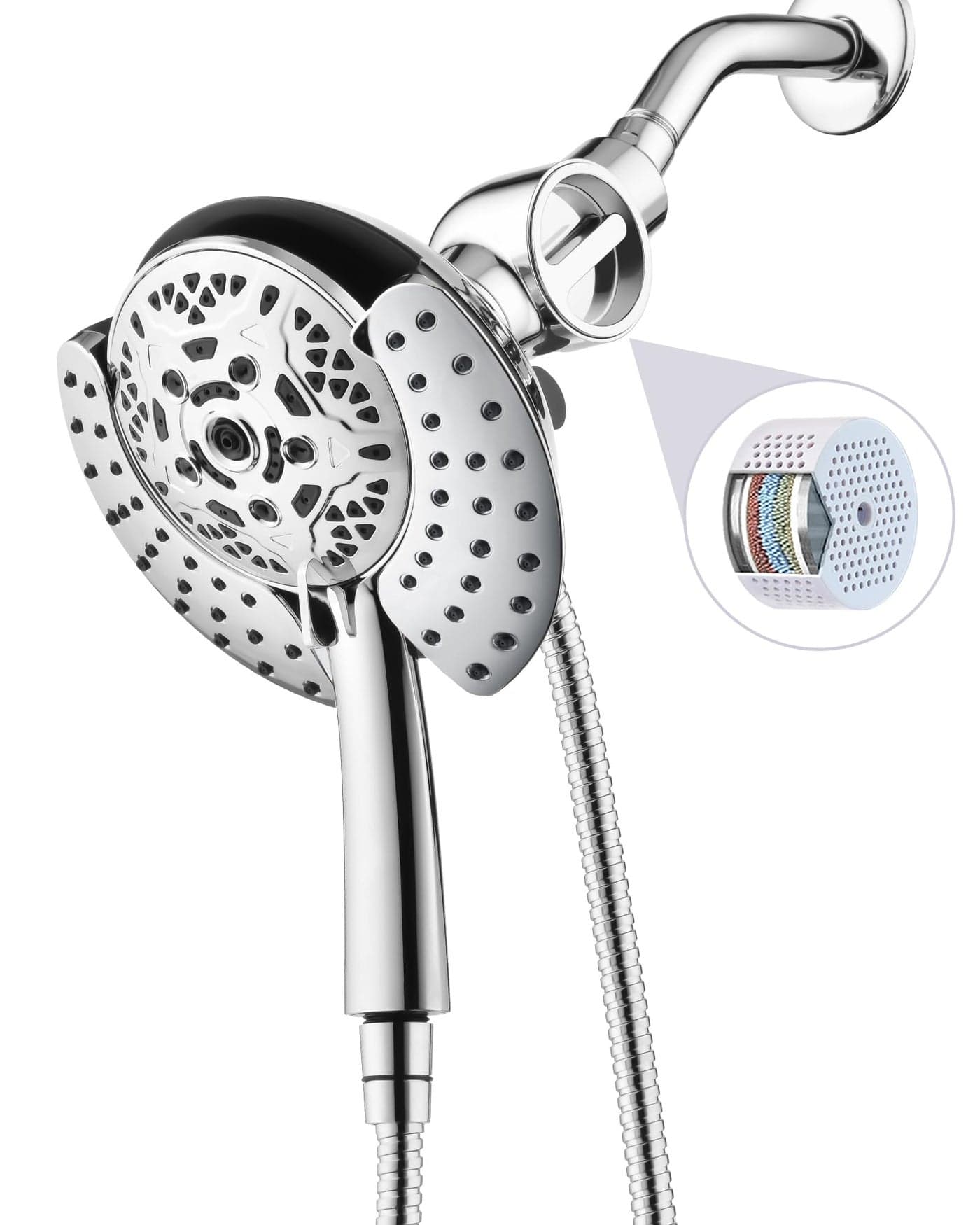 INAVAMZ 2-in-1 Filtered Shower Head with Handheld: Dual Shower Heads with Rain Shower & Handheld Shower Head, 10-Mode Detachable Shower Head with Massage Spray, Shower Trim Systems