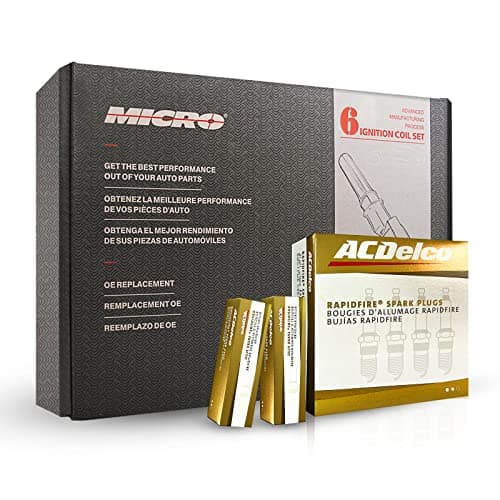 Micro Set of 6 Ignition Coils Pack 6 Pcs ACDelco Platinum Spark Plugs Replacement for Buick Cadillac Chevy GMC Saab Enclave Traverse CTS STS 93 V6 28L 36L UF375 D501C 12613057