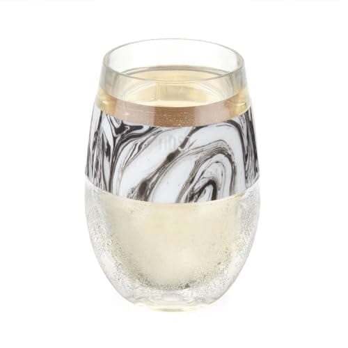 HOST Wine Freeze Cooling Cup Plastic Double Wall Insulated Freezable Drink Chilling Tumbler with Freezing Gel Wine Glasses for Red and White Wine Set of 1 85 oz Black Swirl