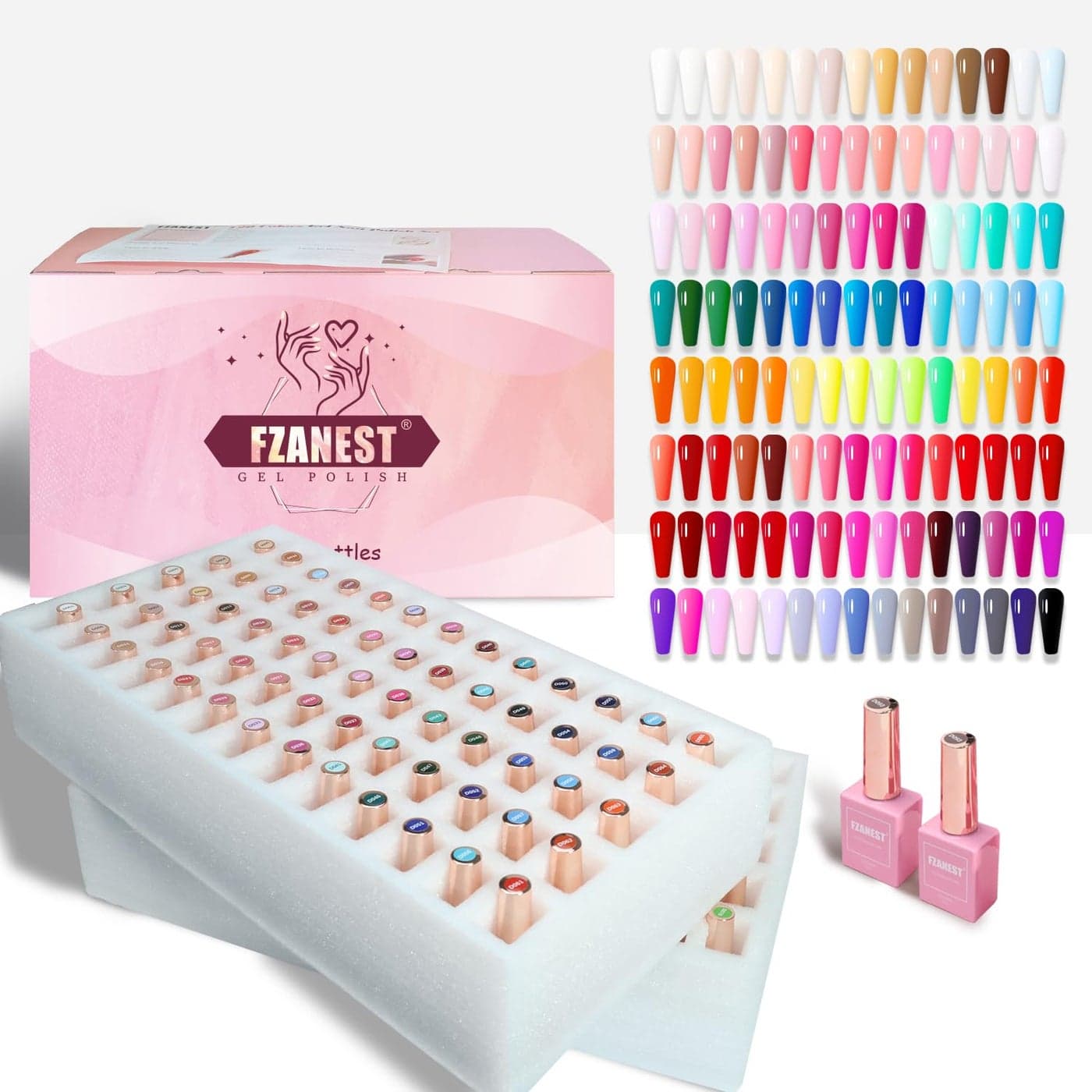 FZANEST 130Pcs 15ml Gel Nail Polish Set With Rubber Base Top Matte Coat 120 Colors Pink Nude Red Blue White All Seasons Gel Polish Kit Nail Art Starter For Nail Salon Home Gifts for Women and Girls