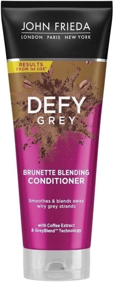 John Frieda Defy Grey Brunette Blending Conditioner 250 ml Disguise and Hide Grey Hair ColourDepositing Conditioner for Brown Hair Grey Hair Coverage