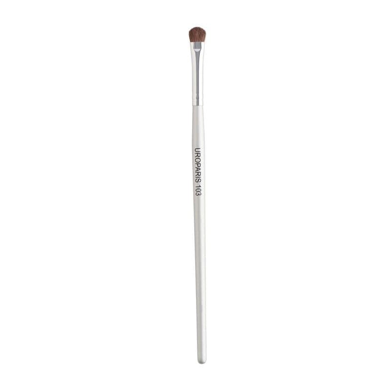 UROPARIS 103 Eye Brush For Makeup Cut Crease Brush with Wooden Handle Natural Bristles Brass Accents Silver 1 Piece