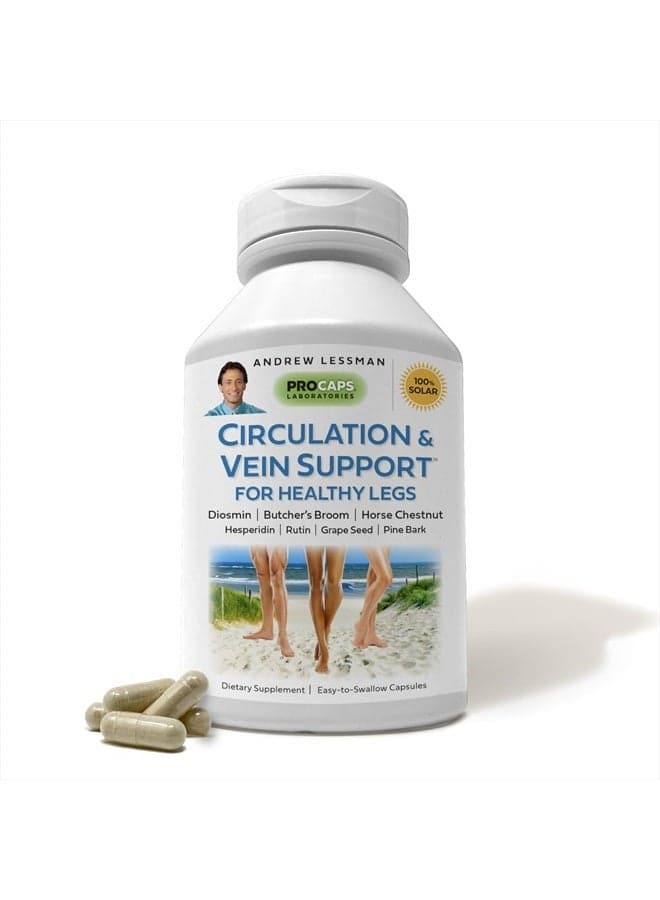 Circulation & Vein Support for Healthy Legs 180 Capsules - High Bioactivity Diosmin, Butcher's Broom, Visibly Reduces Swelling & Discomfort in Feet, Ankles, Calves, Legs