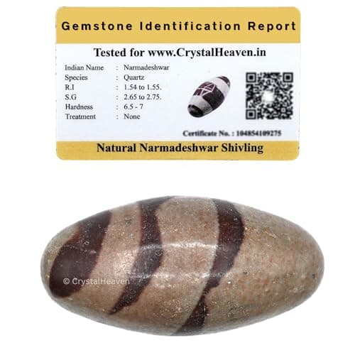 Crystal Heaven Certified Narmadeshwar Shivling Original-1.5" Shiv Linga For Puja Home Office Vastu,Natural Narmada River Stone(1 To 1.5 Inches,Regular)