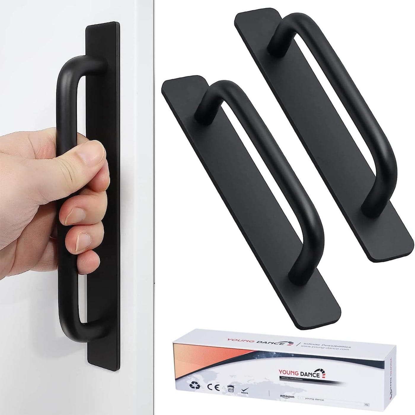 SelfStick Instant Cabinet Drawer Handles Pulls 2pcs Aluminum Alloy Drawers Push Pull Handles Helper with Adhesive Door Handle for Kitchen Cabinet Drawer Window Sliding Closet 583 Black