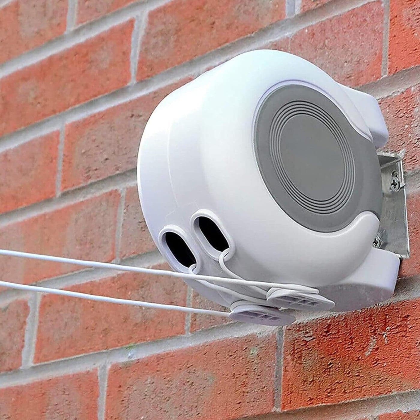Evanc IndoorOutdoor Retractable Clothesline Adjustable 42ft Double Lines Durable Plastic Reel Dryer for Hanging Wet or Dry Clothes in Bathroom Laundry Balcony Portable White