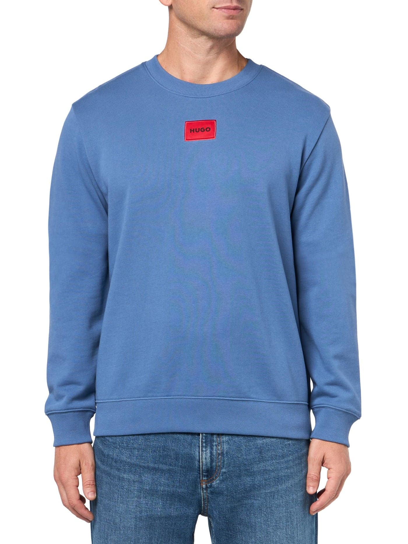HUGO, Regular Fit Square Logo Jersey Sweatshirt, bijou blue, XXL