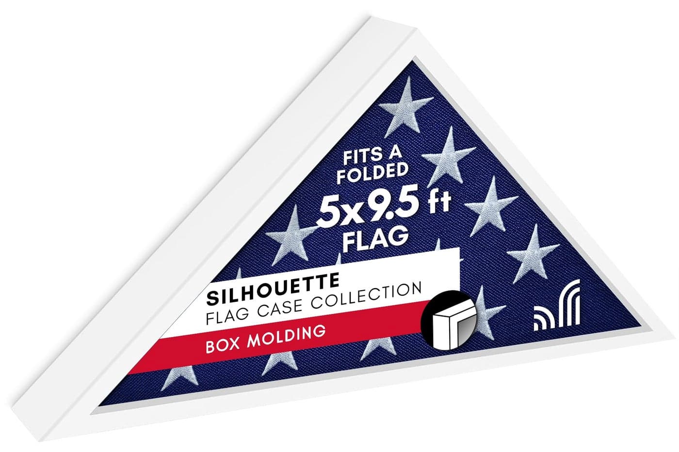 Americanflat Large Flag Display Case for Burial Flag Fits Folded 5 x 95 Flag Military Flag Case Silhouette Collection Flag Box Display Case for Wall or Tabletop White