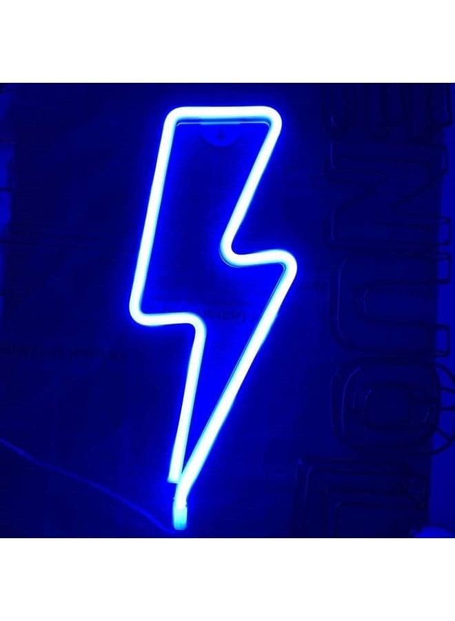 LED Wall Light, Lightning Shape Led Neon Light, Decorative Lamp Indoor Atmosphere Light Cartoon Kids Light Led Shape Light For Gaming Room Bedroom Restaurant Party, 33.4*13Cm, Blue