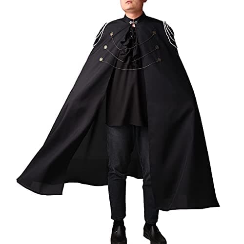 COSDREAMER Men Costume Cloak Witch Cloak Renaissance Medieval Cape (Black, XX-Large)