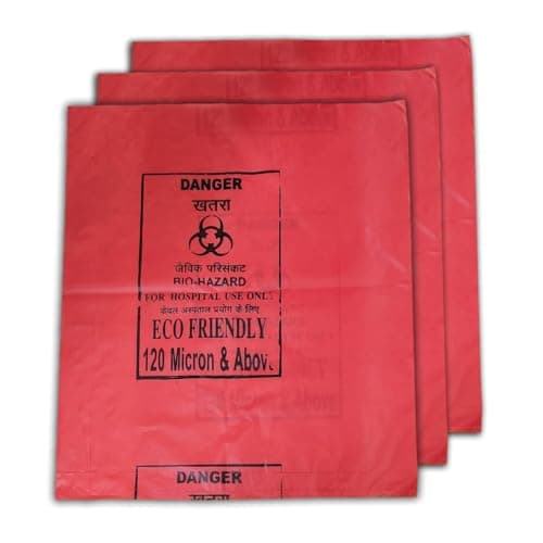 HEAN Bio Hazard Waste Disposal Bags, 20x24 inch, 75 Micron, Bio Medical Garbage Bags (Red - 30)