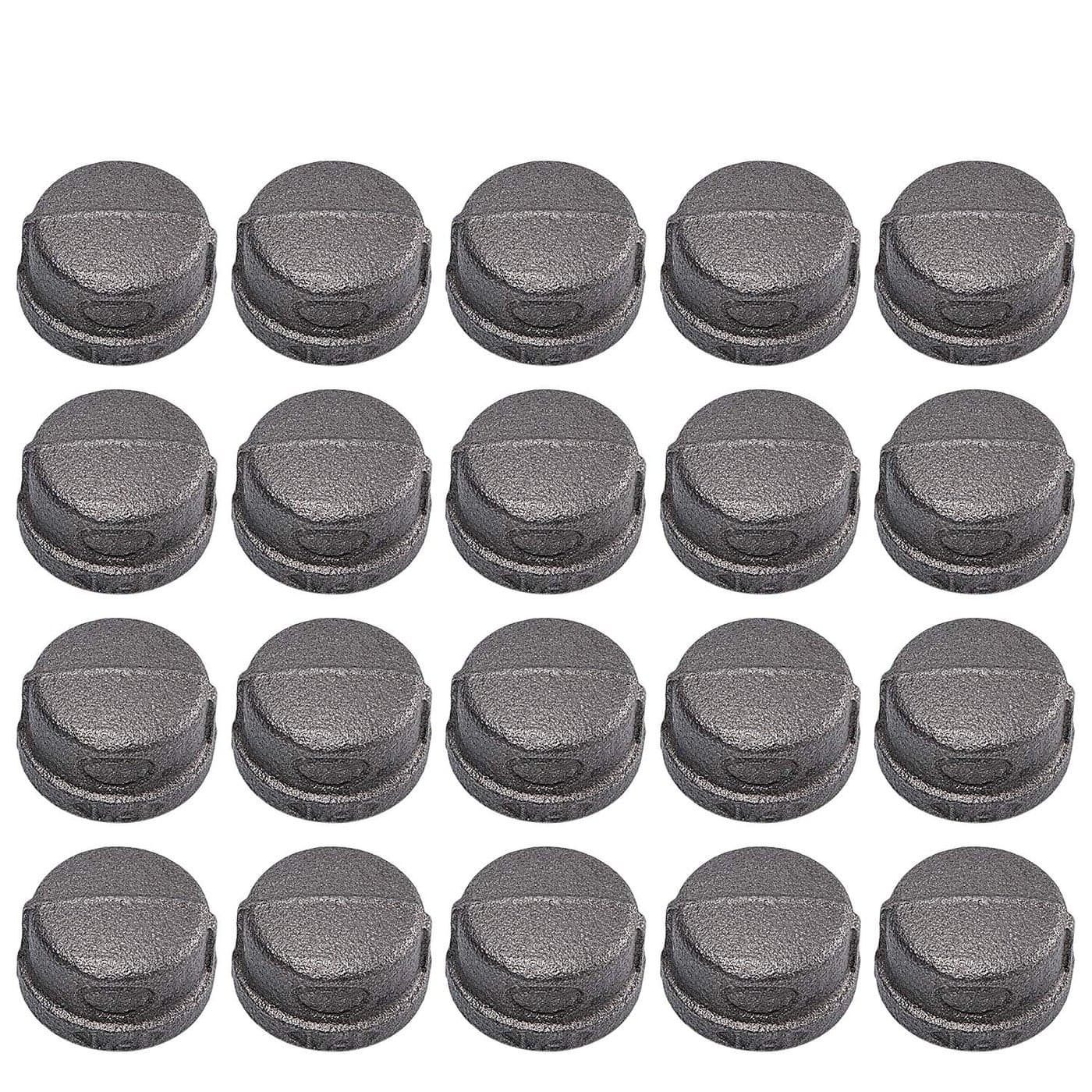 1 Pipe Fitting Cap Home TZH 20 Pack 1 Malleable Iron Cast Gray Pipe Caps for SteamPunk Vintage Shelf Bracket DIY Plumbing Pipe Decor Furniture 20 1
