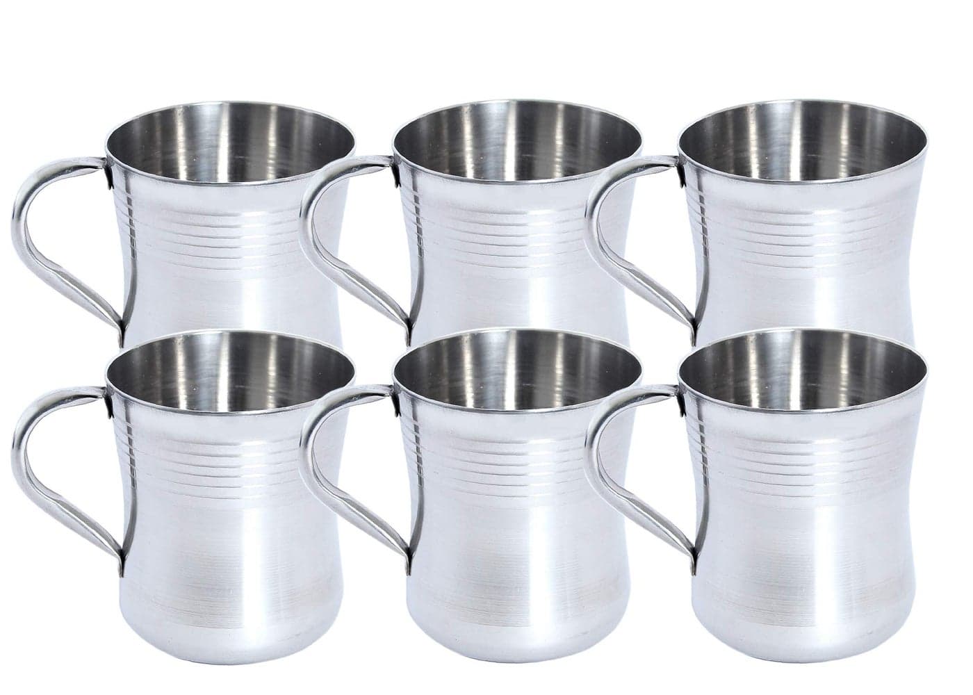 Dharam Paul Traders Stainless Steel Tea Cup - 6 Pieces, Silver, 300 ml