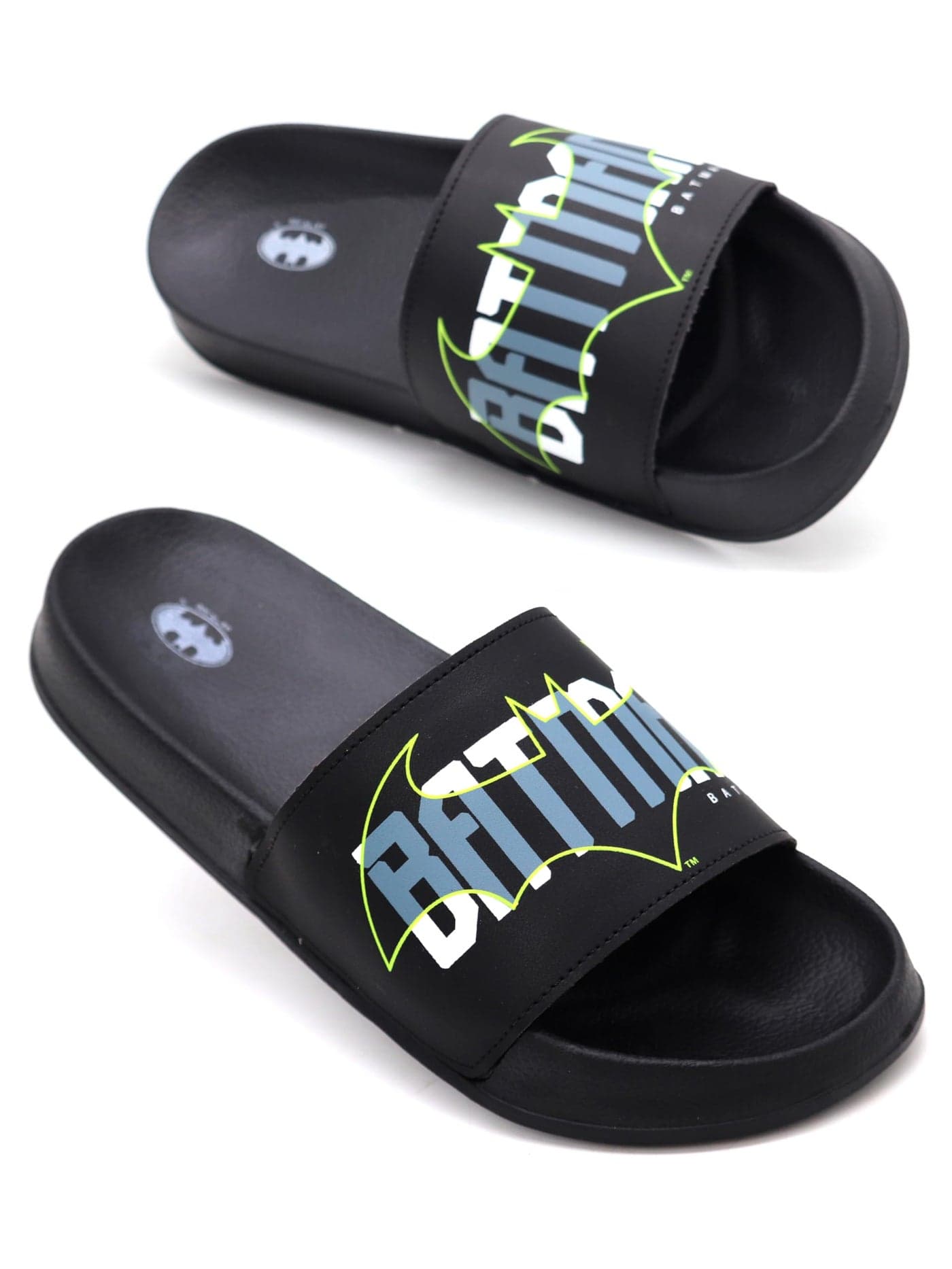 SVAAR Authentic Batman Edition Men's Classic Ultra Soft Sliders/Slippers with Cushion Footbed | Waterproof & Everyday Flip Flops for Gents/Boys Black